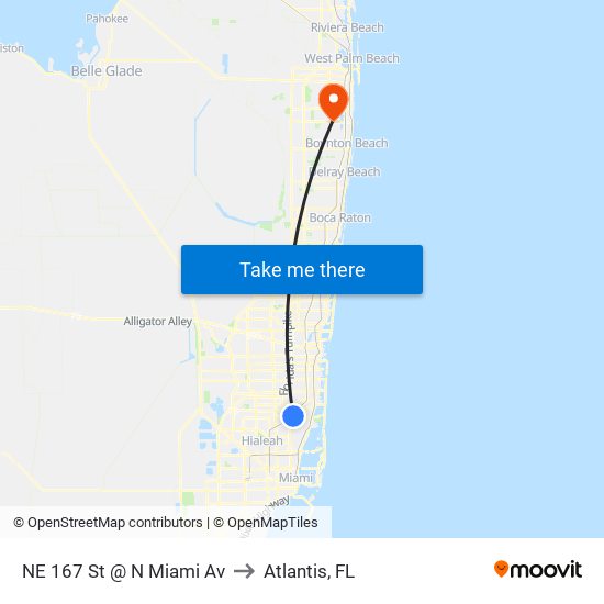 NE 167 St @ N Miami Av to Atlantis, FL map