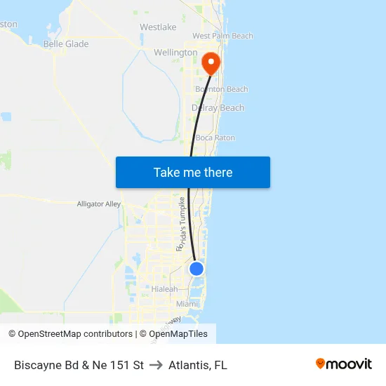 Biscayne Bd & Ne 151 St to Atlantis, FL map
