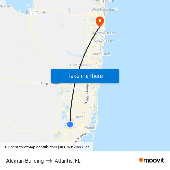 Aleman Building to Atlantis, FL map