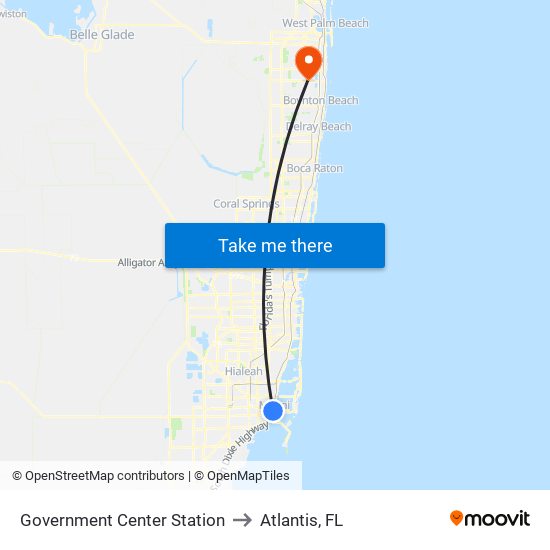 Government Center Station to Atlantis, FL map