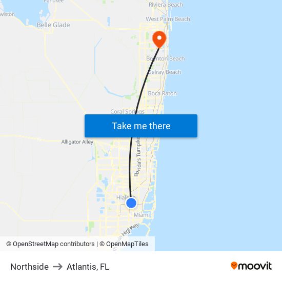 Northside to Atlantis, FL map