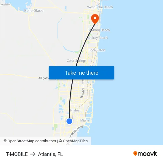T-Mobile to Atlantis, FL map