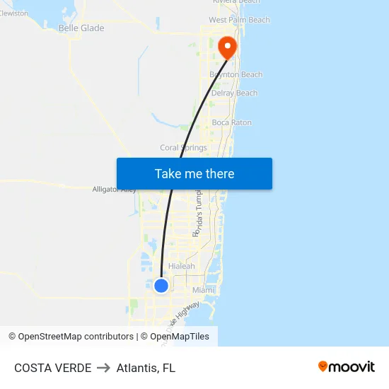 Costa Verde to Atlantis, FL map
