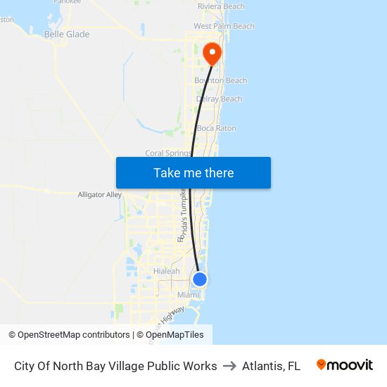 City Of North Bay Village Public Works to Atlantis, FL map