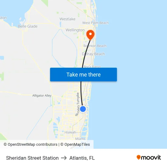 Sheridan Street Station to Atlantis, FL map