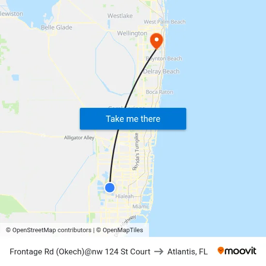 Frontage Rd (Okech)@nw 124 St Court to Atlantis, FL map