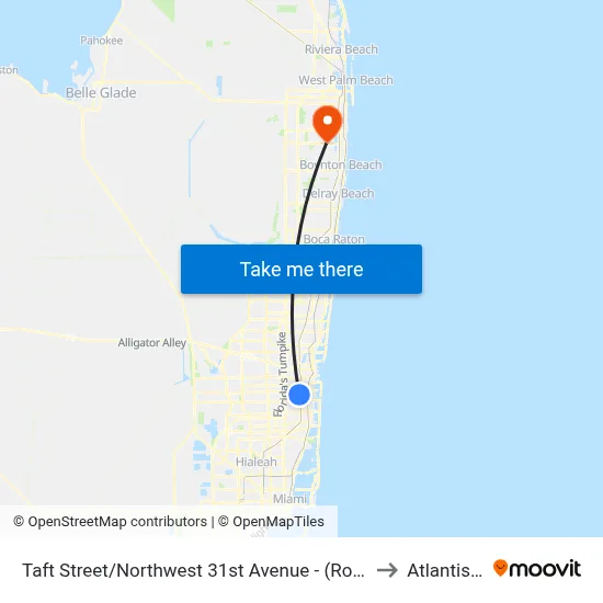 Taft Street/Northwest 31st Avenue - (Rotary Park) to Atlantis, FL map