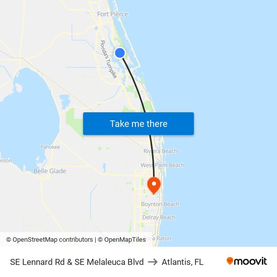 SE Lennard Rd & SE Melaleuca Blvd to Atlantis, FL map