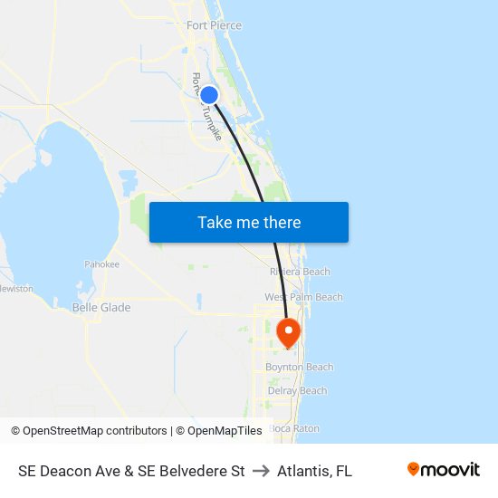 SE Deacon Ave & SE Belvedere St to Atlantis, FL map