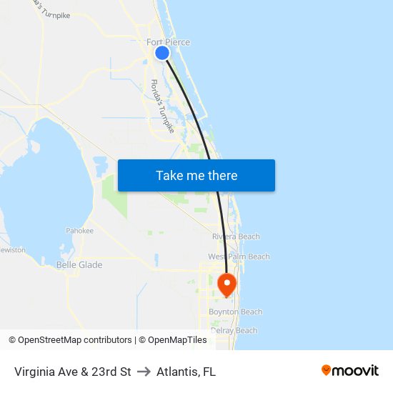 Virginia Ave & 23rd St to Atlantis, FL map