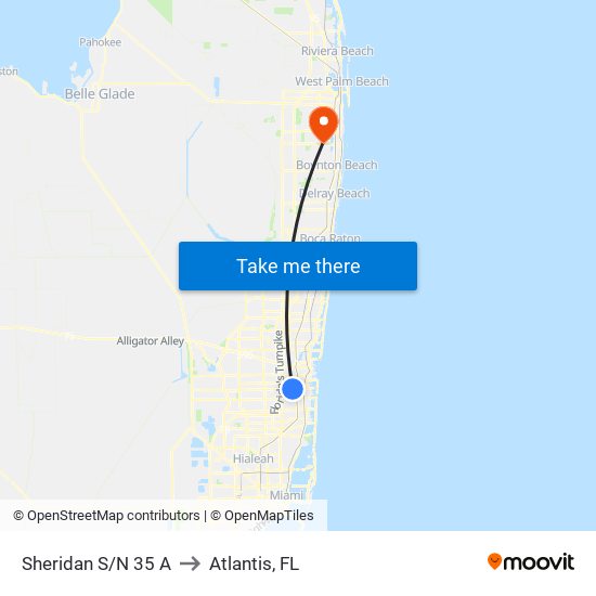 Sheridan S/N 35 A to Atlantis, FL map