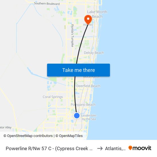 Powerline R/Nw 57 C - (Cypress Creek Tri-Rail) to Atlantis, FL map