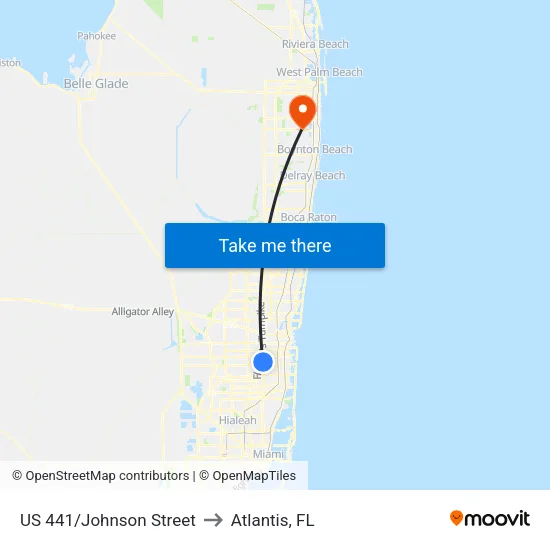 US 441/Johnson Street to Atlantis, FL map