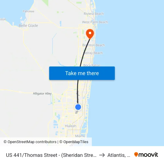 US 441/Thomas Street - (Sheridan Street) to Atlantis, FL map
