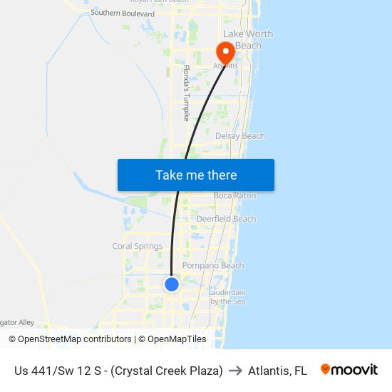 Us 441/Sw 12 S - (Crystal Creek Plaza) to Atlantis, FL map