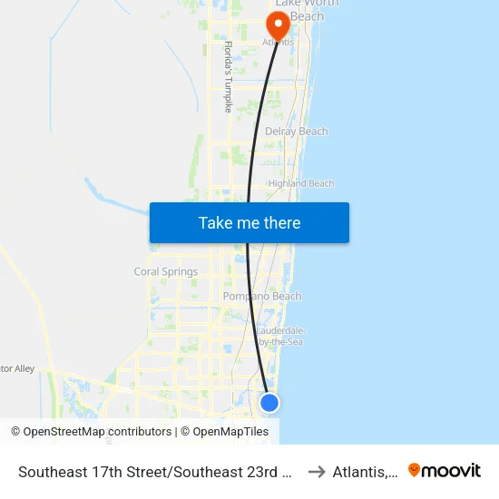 Southeast 17th Street/Southeast 23rd Avenue to Atlantis, FL map