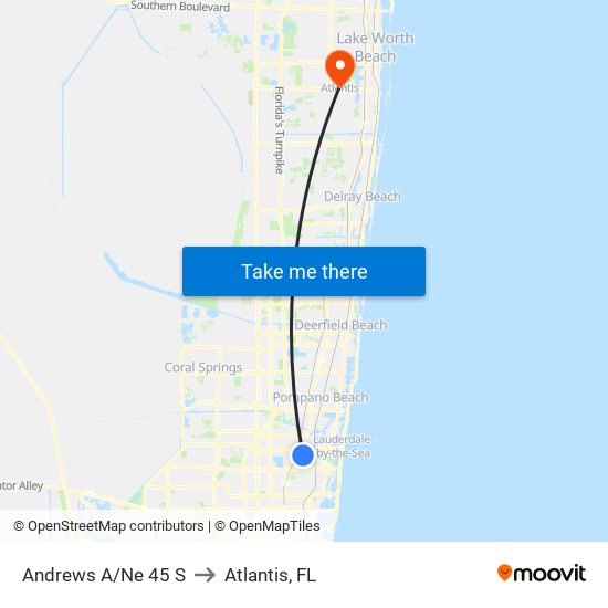 Andrews A/NE 45 S to Atlantis, FL map