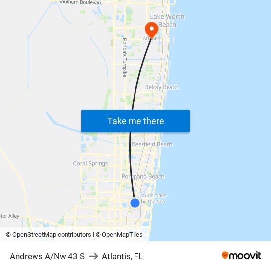 Andrews A/Nw 43 S to Atlantis, FL map