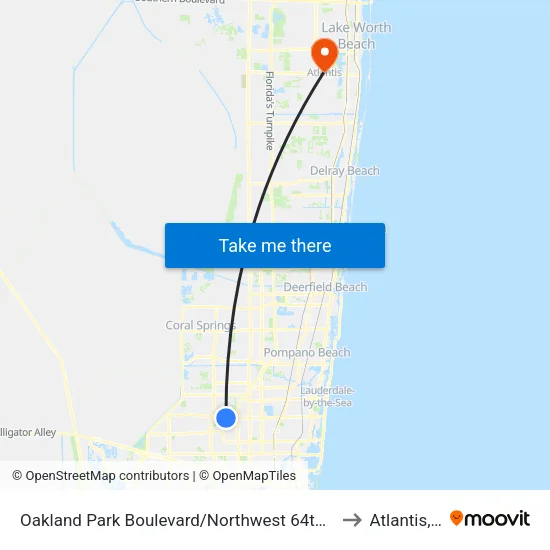 Oakland Park Boulevard/Northwest 64th Avenue to Atlantis, FL map