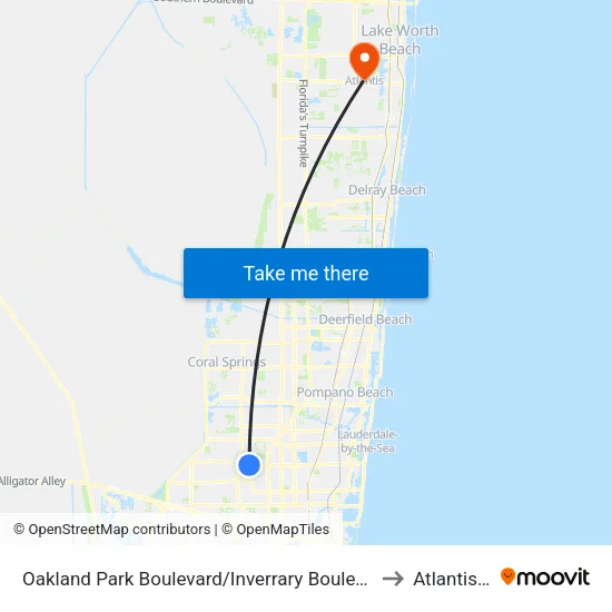 Oakland Park Boulevard/Inverrary Boulevard West to Atlantis, FL map