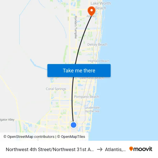 Northwest 4th Street/Northwest 31st Avenue to Atlantis, FL map