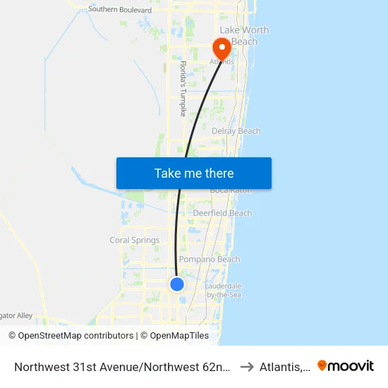 Northwest 31st Avenue/Northwest 62nd Street to Atlantis, FL map