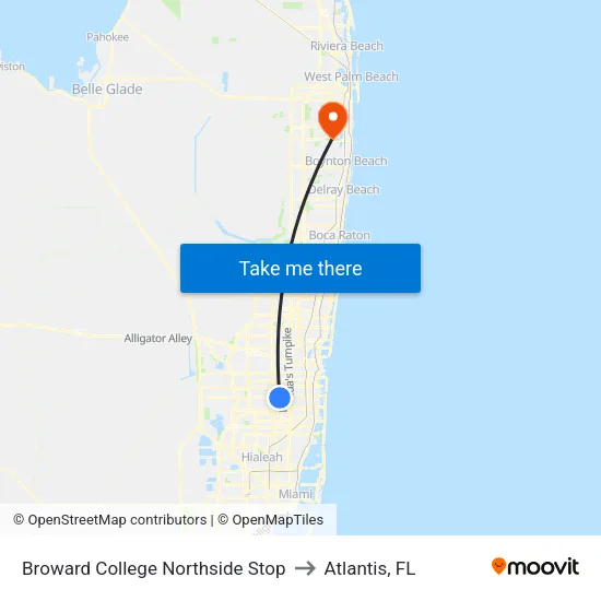 Broward College Northside Stop to Atlantis, FL map