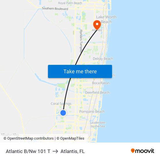 Atlantic B/Nw 101 T to Atlantis, FL map