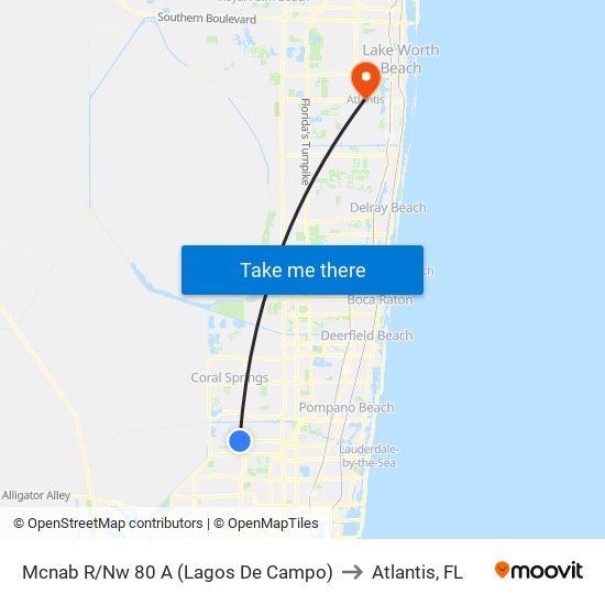 Mcnab R/Nw 80 A (Lagos De Campo) to Atlantis, FL map