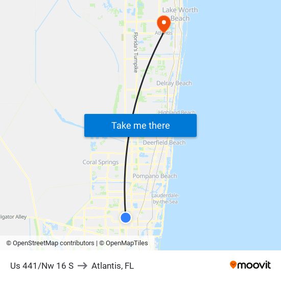Us 441/Nw 16 S to Atlantis, FL map