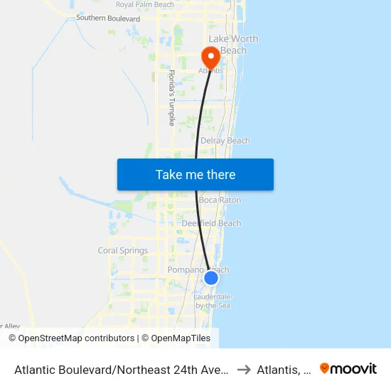 Atlantic Boulevard/Northeast 24th Avenue to Atlantis, FL map