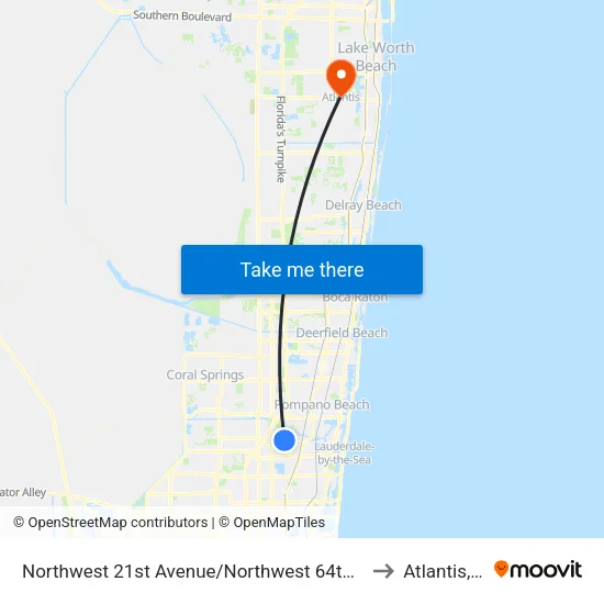 Northwest 21st Avenue/Northwest 64th Street to Atlantis, FL map