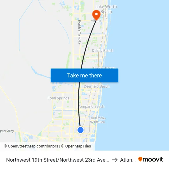 Northwest 19th Street/Northwest 23rd Avenue - (Northwest 21st Avenue) to Atlantis, FL map