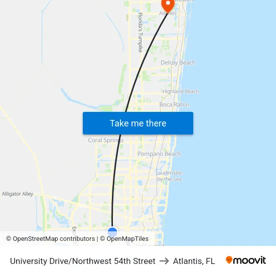 University Drive/Northwest 54th Street to Atlantis, FL map