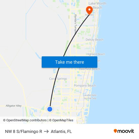 NW 8 S/Flamingo R to Atlantis, FL map