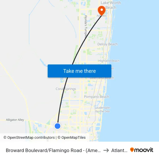 Broward Boulevard/Flamingo Road - (American Heritage School) to Atlantis, FL map