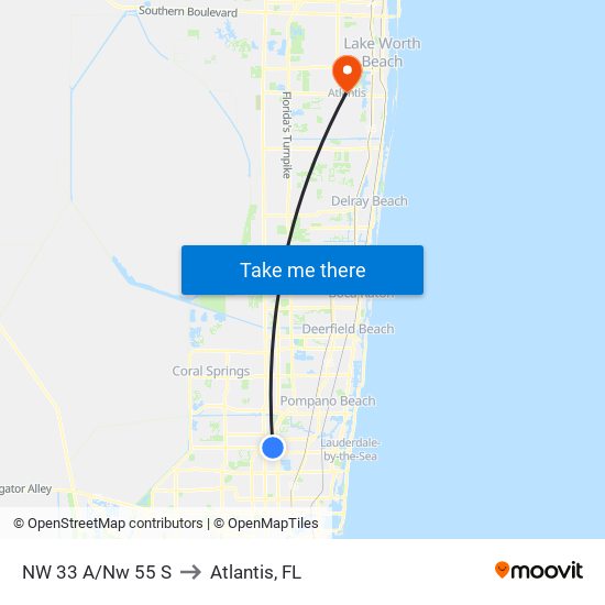 NW 33 A/Nw 55 S to Atlantis, FL map