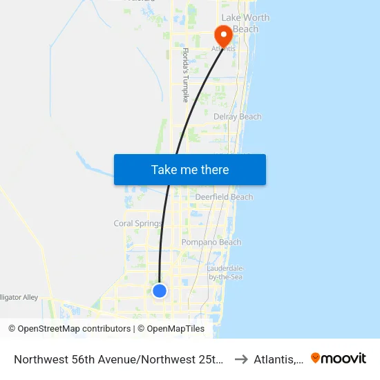 Northwest 56th Avenue/Northwest 25th Street to Atlantis, FL map