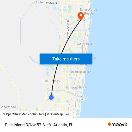 Pine Island R/Nw 57 S to Atlantis, FL map