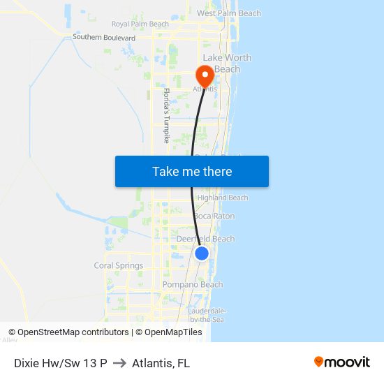Dixie Hw/Sw 13 P to Atlantis, FL map