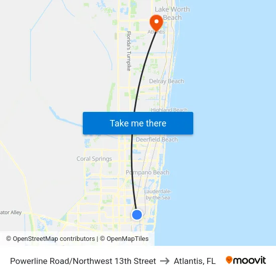Powerline Road/Northwest 13th Street to Atlantis, FL map
