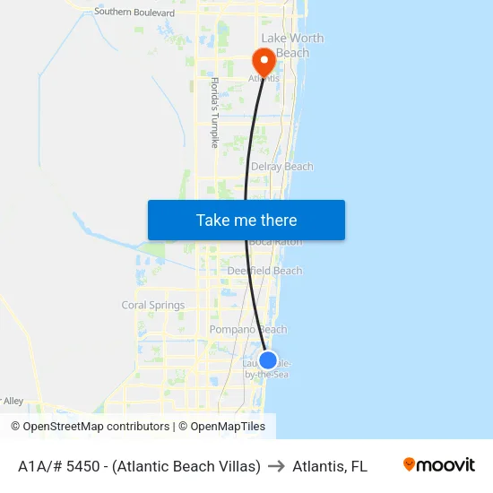 A1A/# 5450 - (Atlantic Beach Villas) to Atlantis, FL map