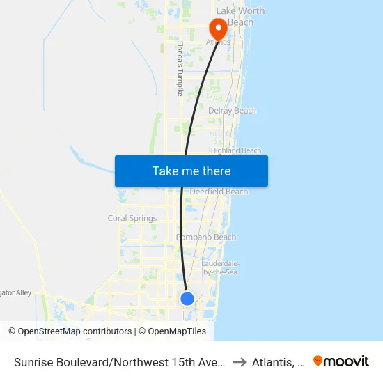 Sunrise Boulevard/Northwest 15th Avenue to Atlantis, FL map