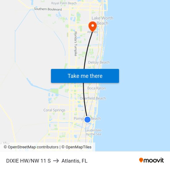 Dixie Hw/Nw 11 S to Atlantis, FL map