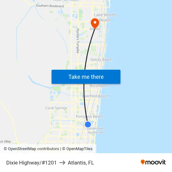 Dixie Highway/#1201 to Atlantis, FL map