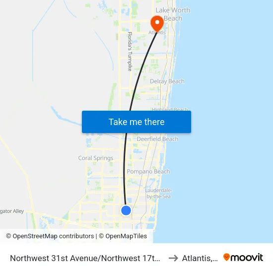 Northwest 31st Avenue/Northwest 17th Court to Atlantis, FL map