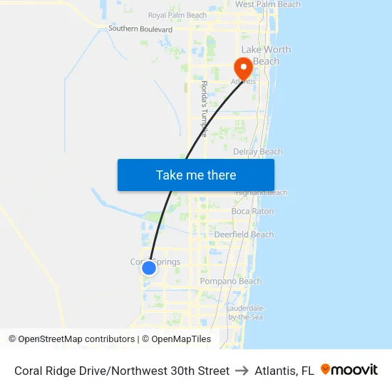 Coral Ridge Drive/Northwest 30th Street to Atlantis, FL map