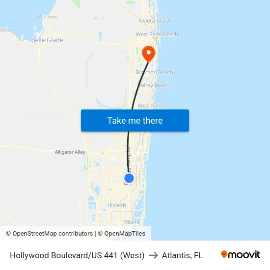 Hollywood Boulevard/US 441 (West) to Atlantis, FL map