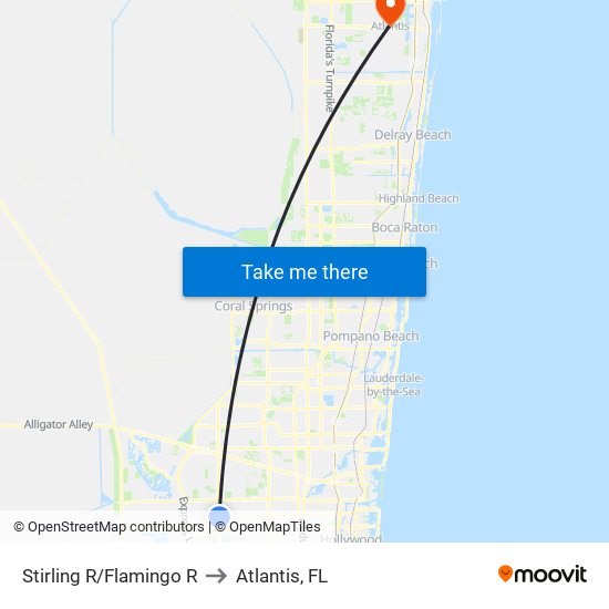 STIRLING R/FLAMINGO R to Atlantis, FL map