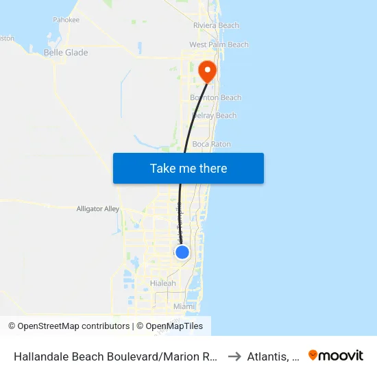 Hallandale Beach Boulevard/Marion Road to Atlantis, FL map